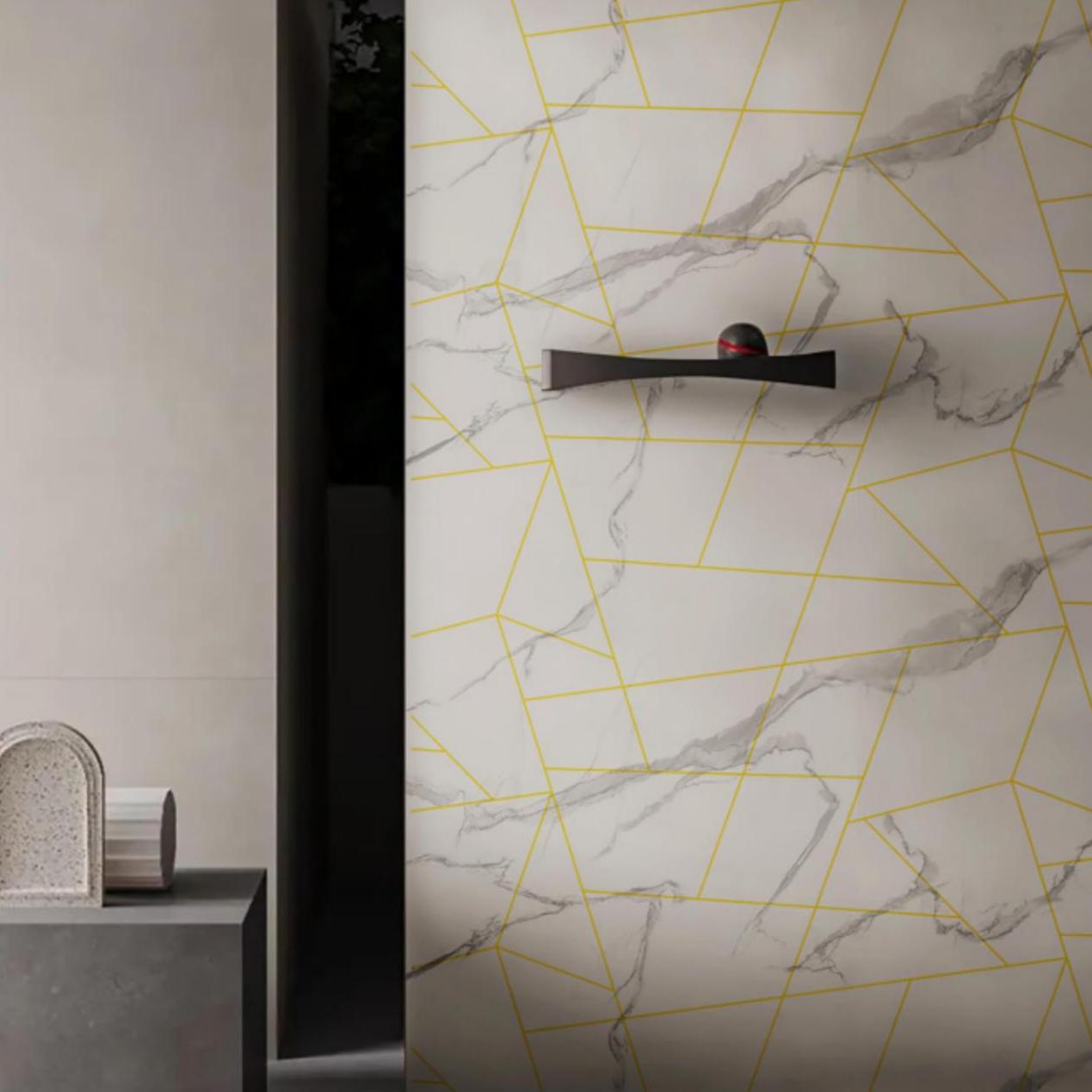 优美居---鎏金岁月LJ_45(1) Geometric White Marble UV Board