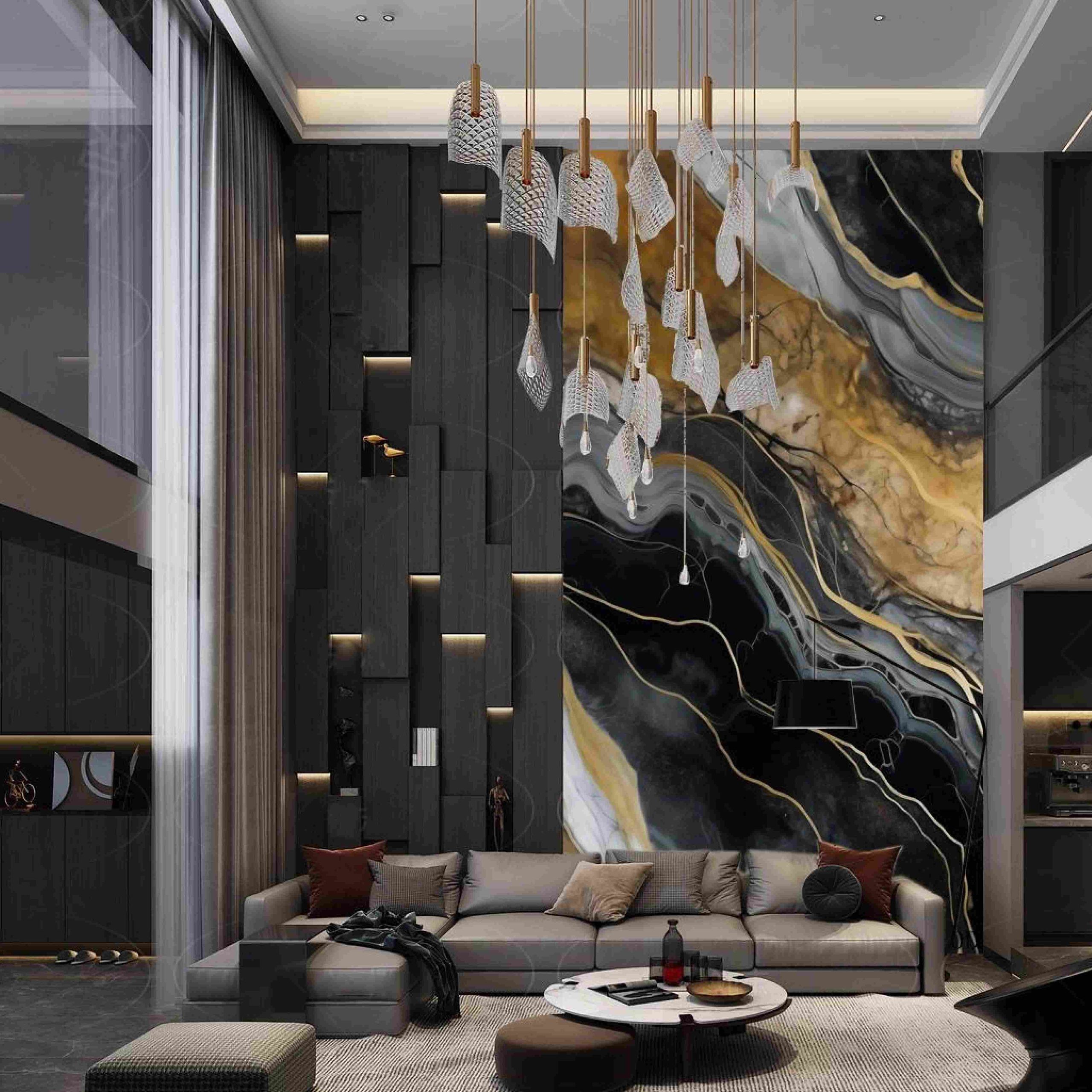 大花综合效果图GJ_09 Dark Tone Marble UV Board